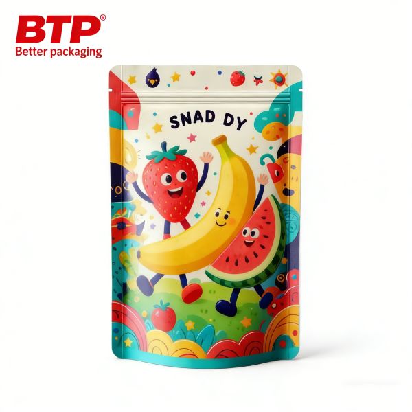 Bulk Supply Custom Cartoon Stand up Pouch Snack Bags with Zipper Top for Children's Food Disposable Wholesale Packaging