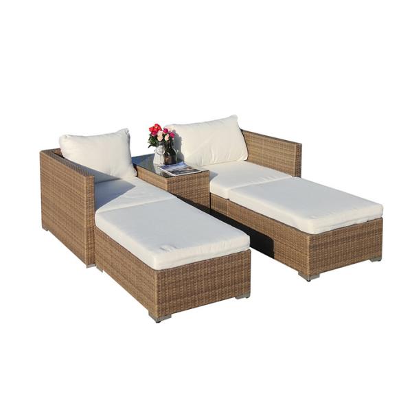 Patio Wicker Cushioned Rattan Lounge Daybed Vine Woven Weaving Bed Garden Beach