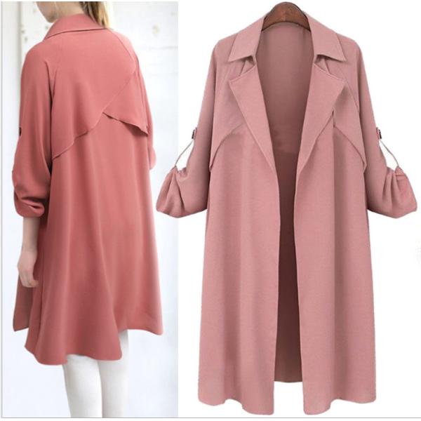 Pink Over Size 105cm Long Sleeve Indoor Autumn Ladies Coats