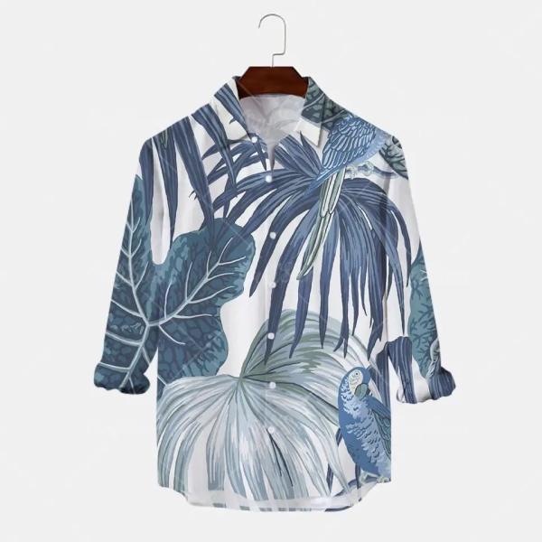                  Fashion Trend Men′s Printed Hawaiian Resort Long-Sleeved Men′s Shirt.             