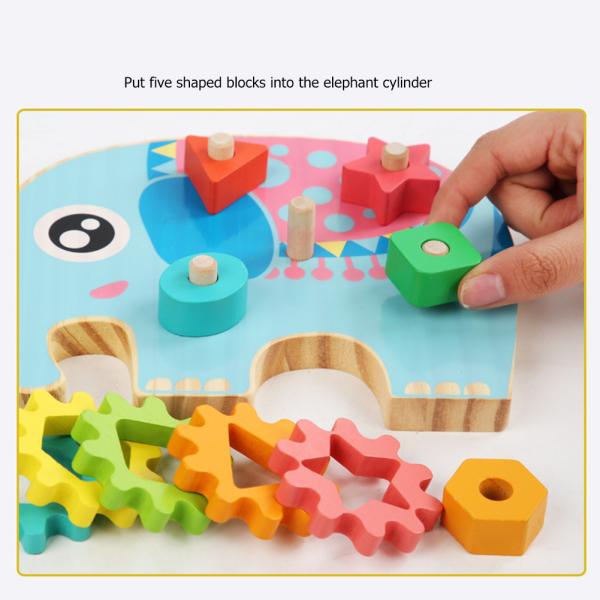 Intelligent Elephant Owl Gear Block Wood Creative Animal Design