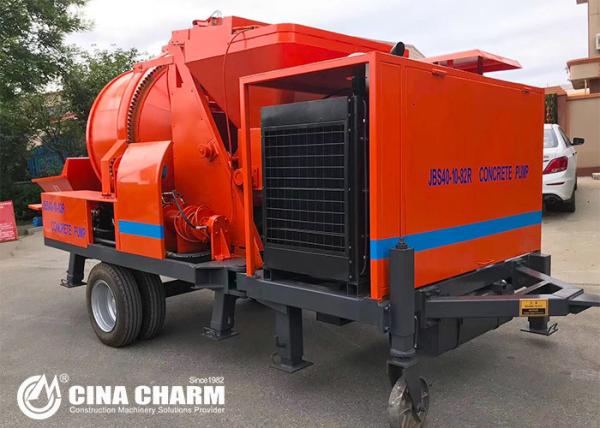 40m3 Per Hour Mobile Concrete Mixer With Pump For Elevated Road / Bridge