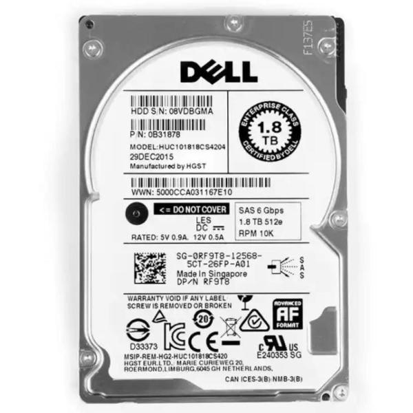 DELL SAS 1.8TB 10K RPM Disque dur 2,5 pouces Disque dur pour serveur Shell en alliage d'aluminium