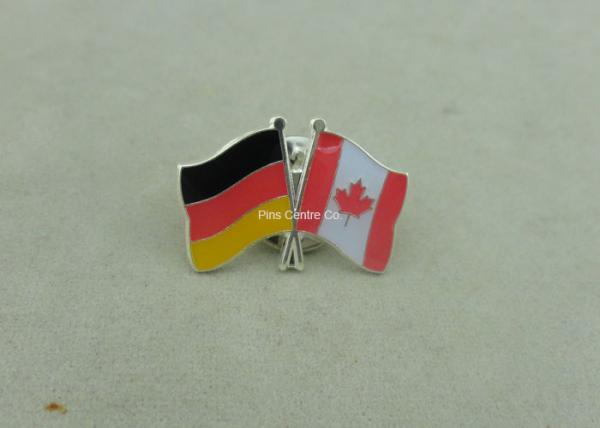 Epoxy Award Soft Enamel Pin , Silver Club Flag Die Stamped Iron Pins
