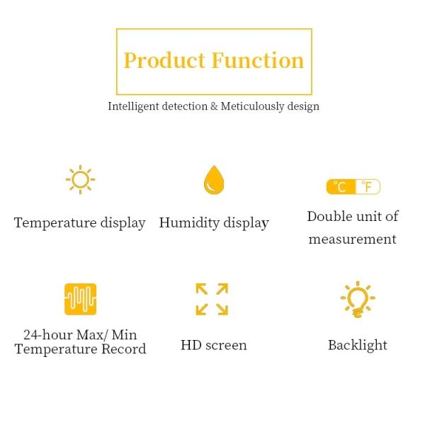 DTH-150 Digital Thermometer Hygrometer, Indoor Room Temperature Humidity Monitor, With Backlight Display And Calibration Function, ABS Material For Household Use