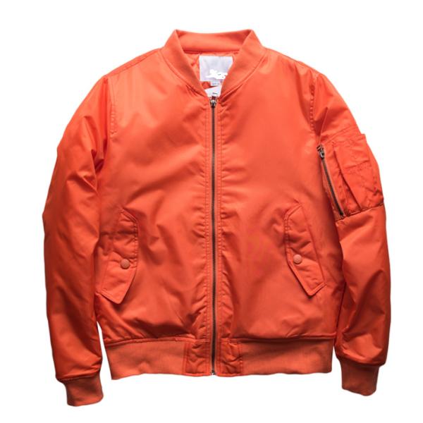 Male Vintage Ma1 Bomber Jacket With Crew Neck Collar Single Breasted