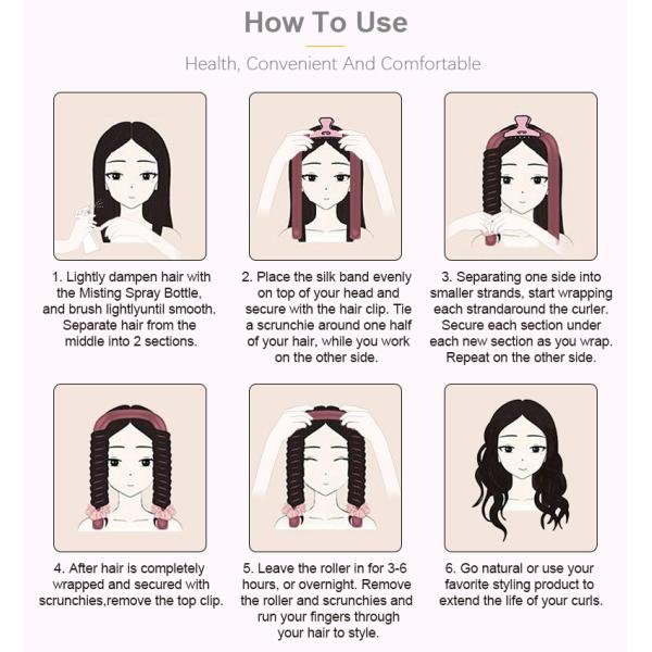 Heatless шелк шелковицы ленты 100% Curler волос держателя чистый
