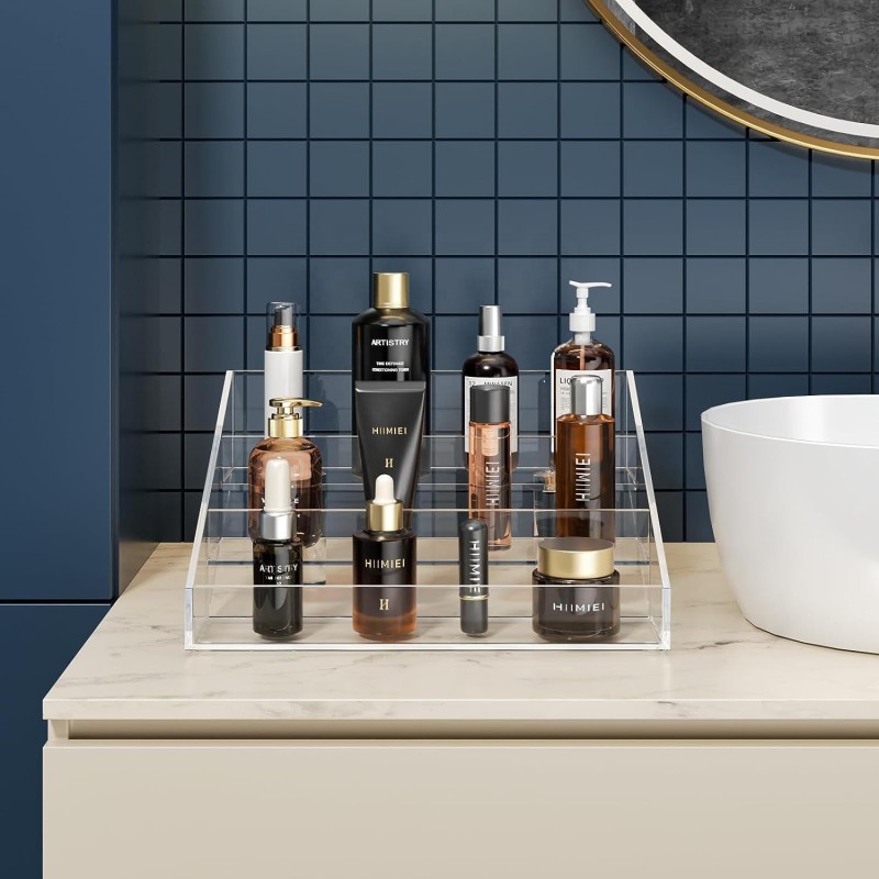 3 Tier Acrylic Perfume Display Stand Transparent Multifunctional Storage Riser for Fragrance Bottles Organizer
