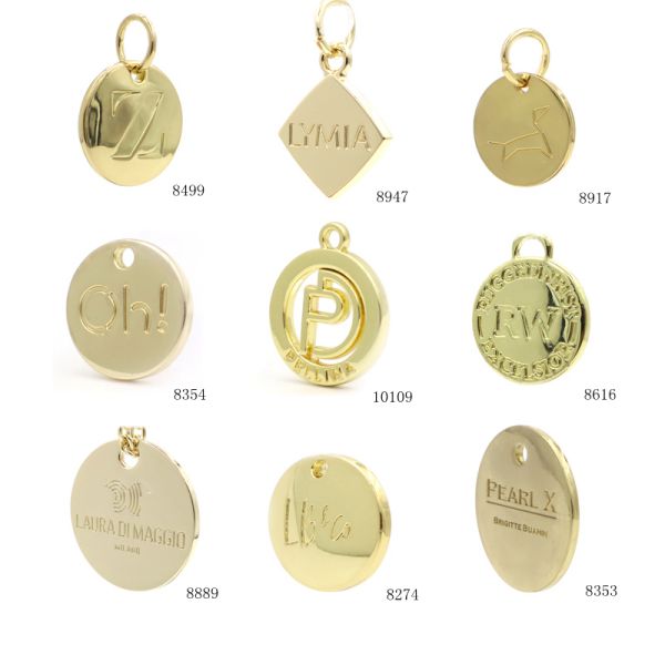 Handbag Metal Logo Tag 24mm Round Metal Charms Customized OEM / ODM