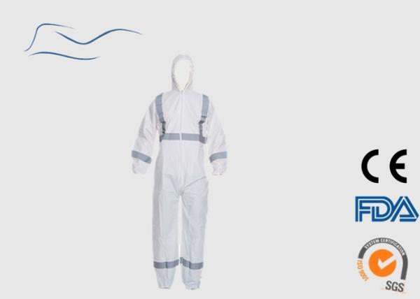 White Type 5 Disposable Coveralls Safety Protection SMS Material 50G