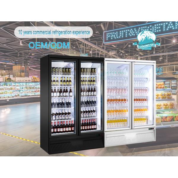 Glass Door Commercial Display Refrigerator In Supermarket