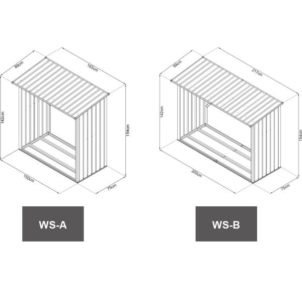 Anthracite RAL7016 Garden Metal Shed WS Series Wooden Storage