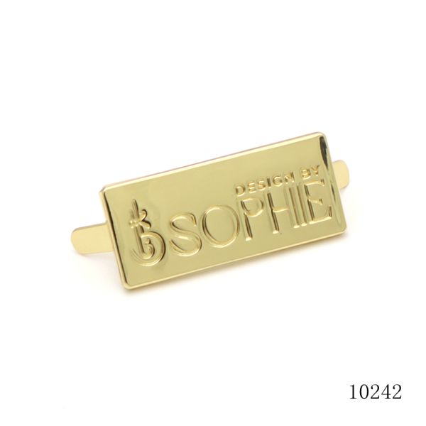 Highly Polished Metal Logo Tag Gold Bag Name Plate OEM / ODM