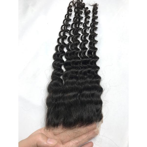 Natural 100% Brazilian Virgin Deep Wave Hair Bundles With 4x4 Lace Closure