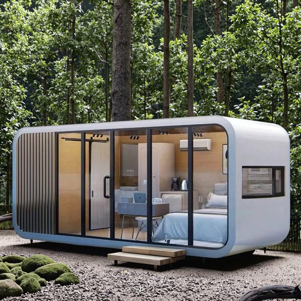 Apple Mobile Homestay Ware Cabin Office & Outdoor Activities Board House in Scenic Area Made of Wooden & Steel Sandwich Panel
