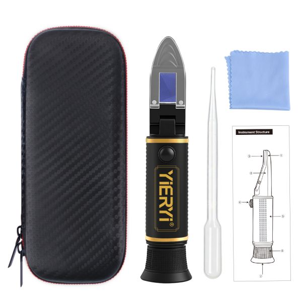 4-in-1 Multi-Fluid Hand Held Refractometer with ATC and High Accuracy ±0.2% for Glycol, Battery & Cleaning Fluids