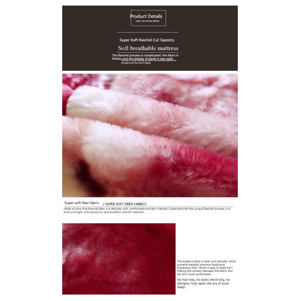 Customized Pattern Luxury 100% Polyester Raschel Mink Blanket with Microfiber Fabric