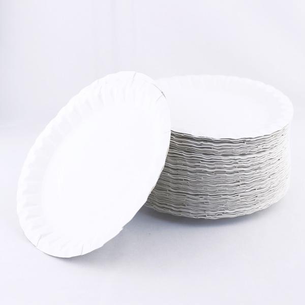 Партийные одноразовые тарелки для торта, круговые белые экологичные бумажные тарелки