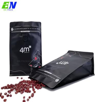 250gr Matte Black Flat Bottom Pouch Coffee Packaging Bag Coffee Bags With Valve