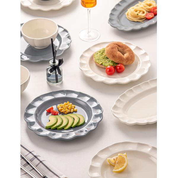 Solid Color Dinnerware Set Nordic Style Ceramic Plates And Bowls With Sunflower Shape