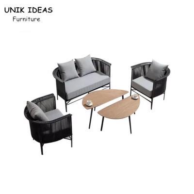 Garden Furniture Outdoor Rattan Sofa Rope Garden Sofa Set With Coffee Table Sectional