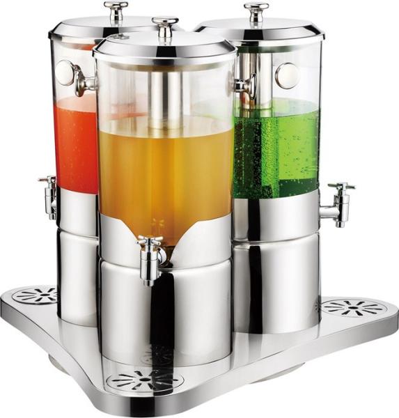 Stainless steel juice dispenser for three tank