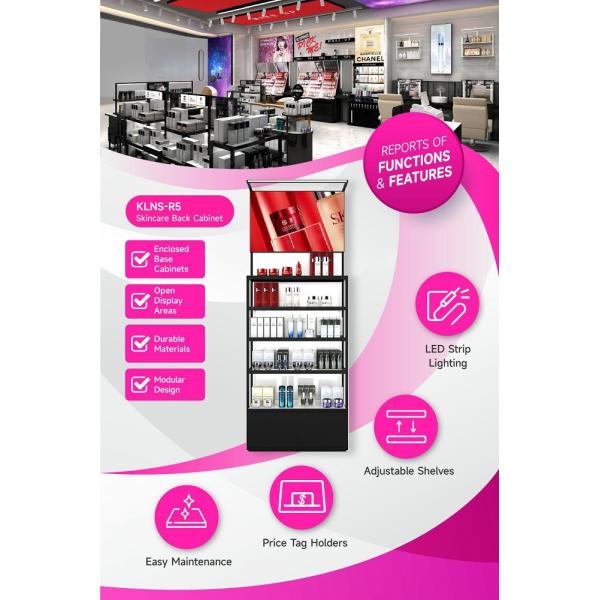 KLNS-R5 Adjustable Shelves Skincare Display Cabinet with 5mm Thick White Glass