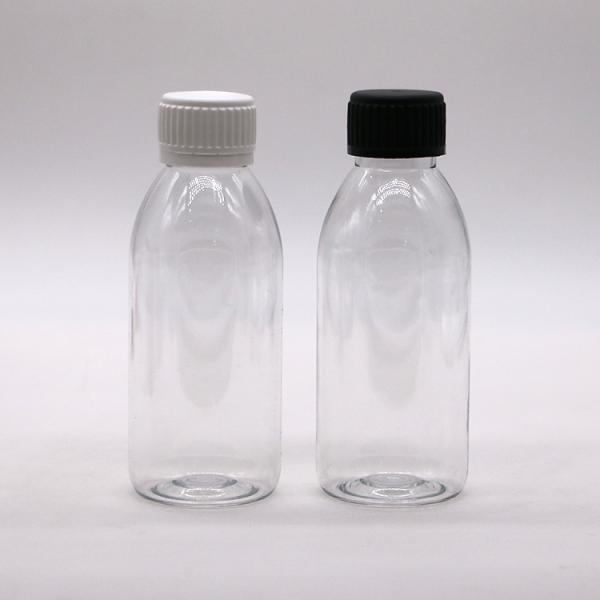 150ml PET Oval Amber Prescription Pharmacy Liquid Medicine Scaled Container with Lid
