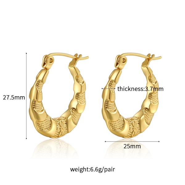 18K Vacuum Gold-Plated Fashion Stainless Steel Round Earring Female Geometric Earrings