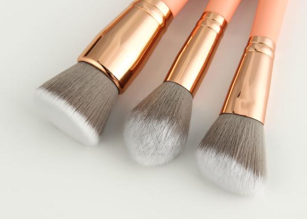 Exemplo de Mini Travel Makeup Brush Set Rosy Pink Color With Zipper da forma de Vonira