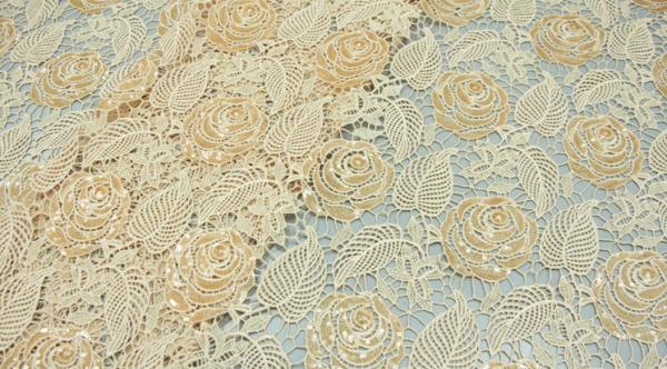 Chemical lace with Red/Pink /Orange Color  + Embroidery Sequin Lace Fabric