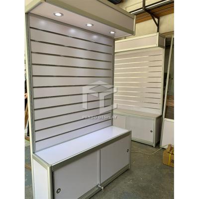 Prateleiras de madeira autônomas do MDF Slatwall do suporte de exposição 20mm de Slatwall