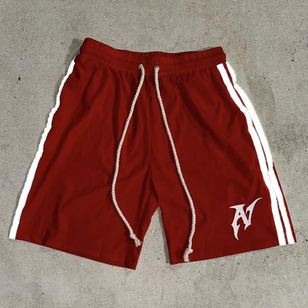 Impresión de pantalla de seda de alta calidad de costumbre Sudor gráfico Casual Shorts Frances Terry Baggy de gran tamaño Sports Shorts de algodón rayados