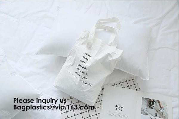 Washable TYVEK Kraft Paper Shopping Bag Shoulder Handbag DuPont Paper Tote Bag With Cotton Linen Lining