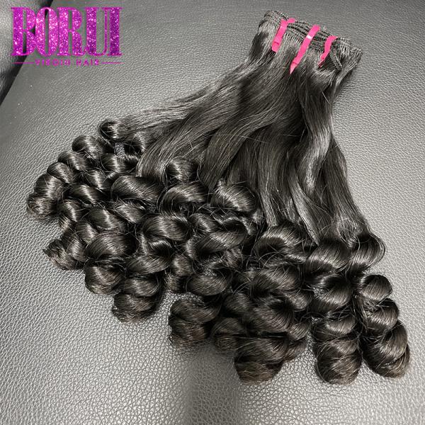 Brazilian Virgin Human Hair , Weft Super Double Drawn Hair Extensions Funmi Rose Curl Bundle