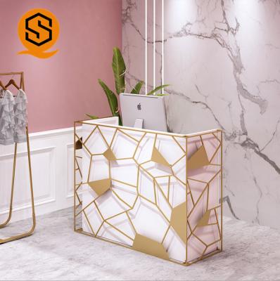 Solid Surface Nail Reception Table Small Reception Desk For Beauty Salon