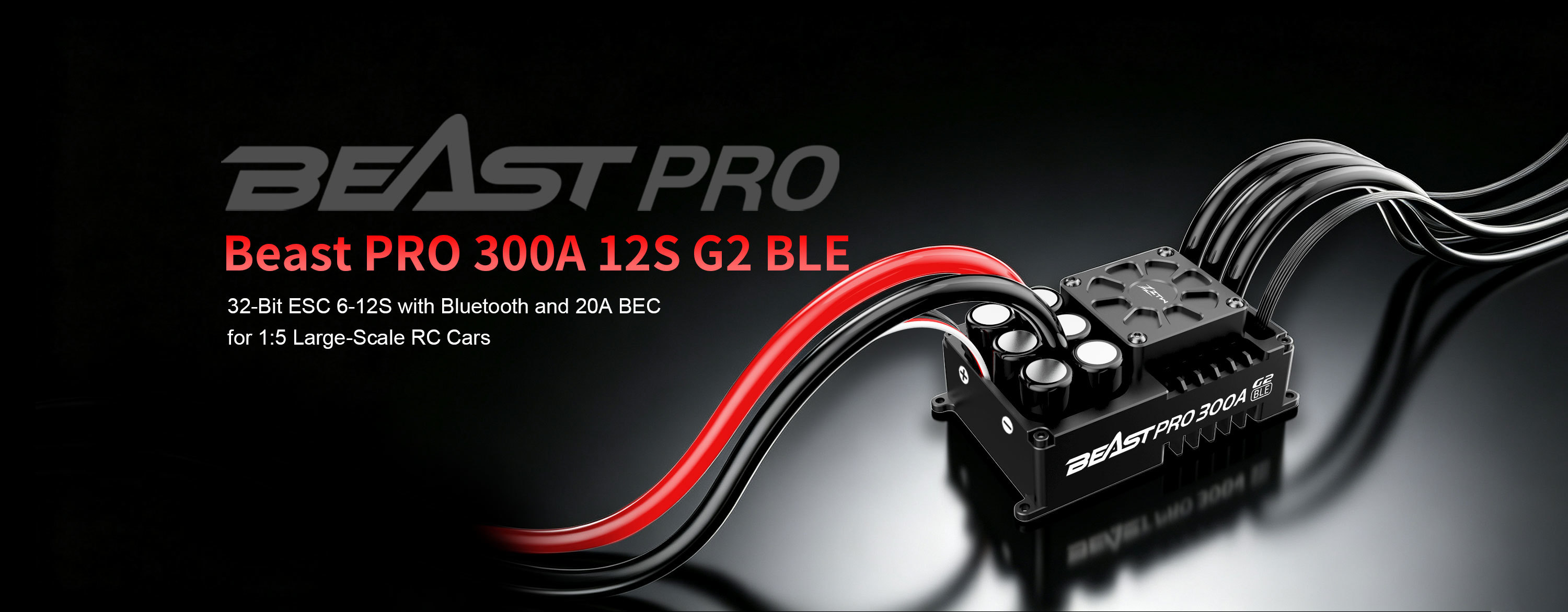 ZTW Beast PRO 300A 12S ESC G2 BLE 32 Bit With 20A BEC Large Scale RC Car ESC