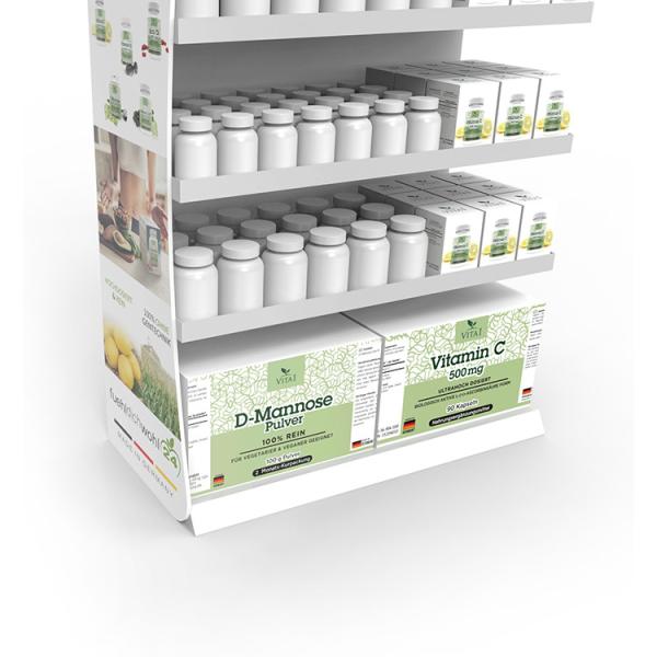 Drug Pharmacy Display Stand Wood Medicine Display Rack With Custom Logo
