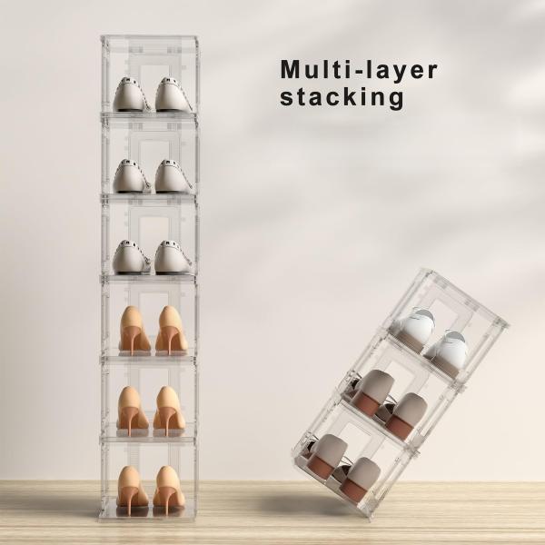 6 уровень хранения обуви акриловый стойка, свободно стоящий акриловый обувной организатор для шкафа
