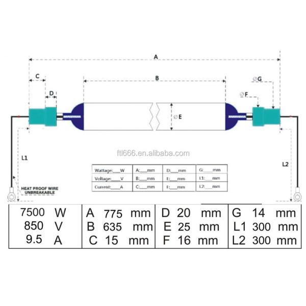 For UV Machine 1KW Handheld UV Lamp 120mm Hg For UV Handheld Machine