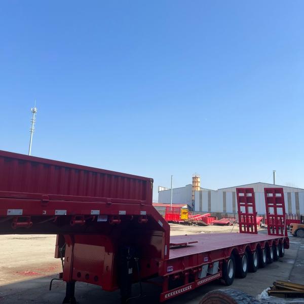Max Payload 60T Low Bed Semi Trailer For Transporting Heavy Duty Machinery