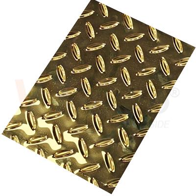Placa do patim de Diamond Embossed Stainless Steel Sheet da grão do arroz anti com cor do ouro do titânio