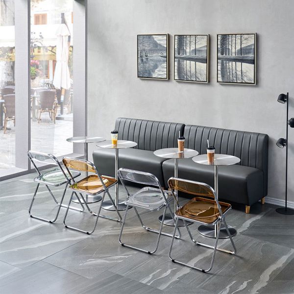 Metal Durable Round Table With Foldable Dining Chair Simple Outdoor Table and Chairs for Restaurant