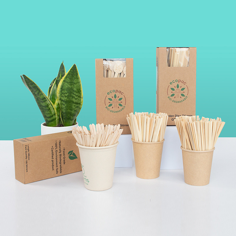 Custom Disposable Bamboo Round Head Coffee Stirrer Various Sizes for a Greener Choice