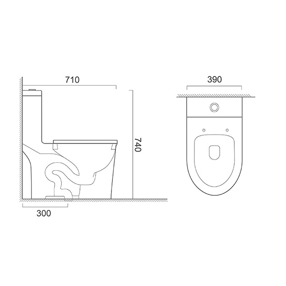 Durable Siphonic One Piece Toilet UF Double Flush Toilet 390x710x740mm OR82104