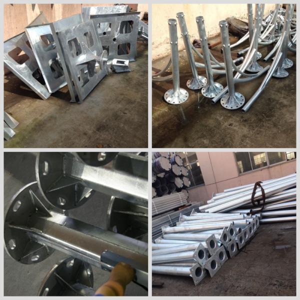 Road Powder Coating Solar Street Lighting Poles 5mm Thickness With Single Bracket