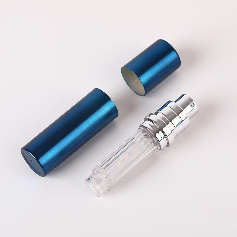 Luxury Pink Aluminum Portable Perfume Spray Bottle with Metallic Ring
