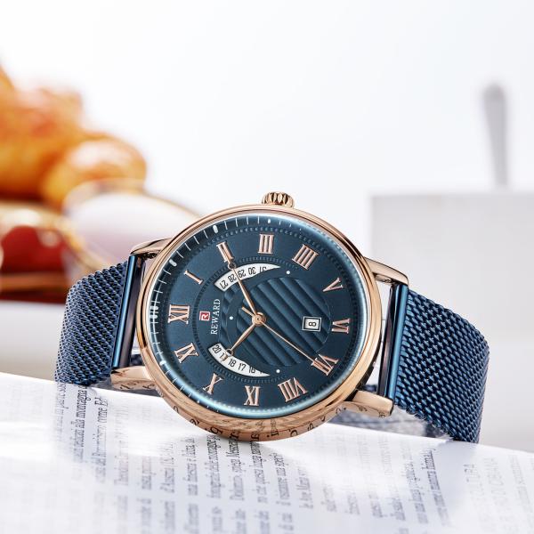 Mesh Strap Mens Watches Quartz Stainless Steel Mineral Crystal Glass With Date