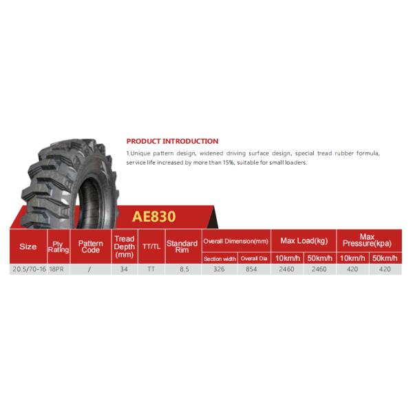 20.5/70-16 loader tyres tractor tyre OTR tyres tyre with Excellent wear resistance loading capacity and heat dissipation