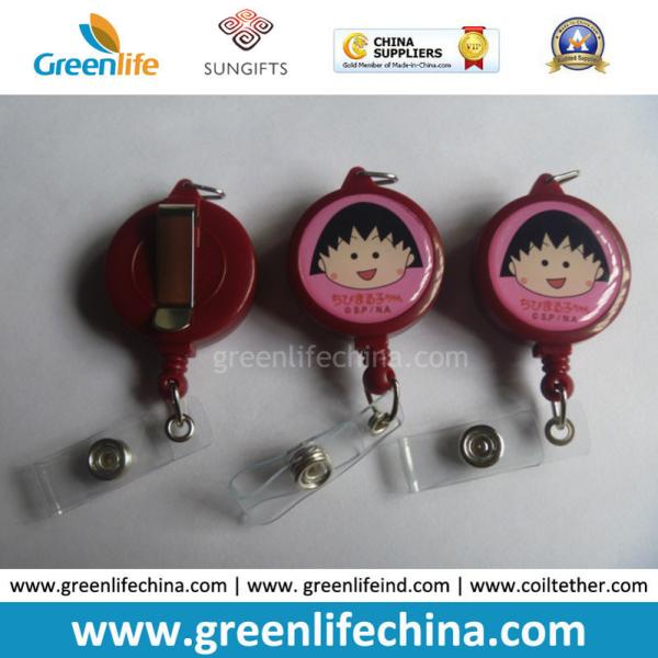 New Style Fashionable Big Dome Label Logo Sticker Retractable Badge Reel Holder